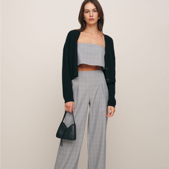NWT Reformation Cleo two piece size 6 color grey check - Picture 1 of 9